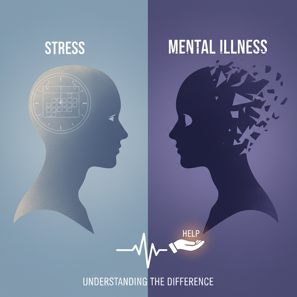 difference between stress and mental illness